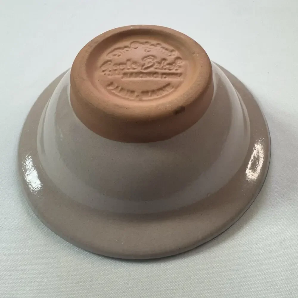 Original Apple Baker Pottery Baking Dish Blue Cream Round 6.25 In Diameter